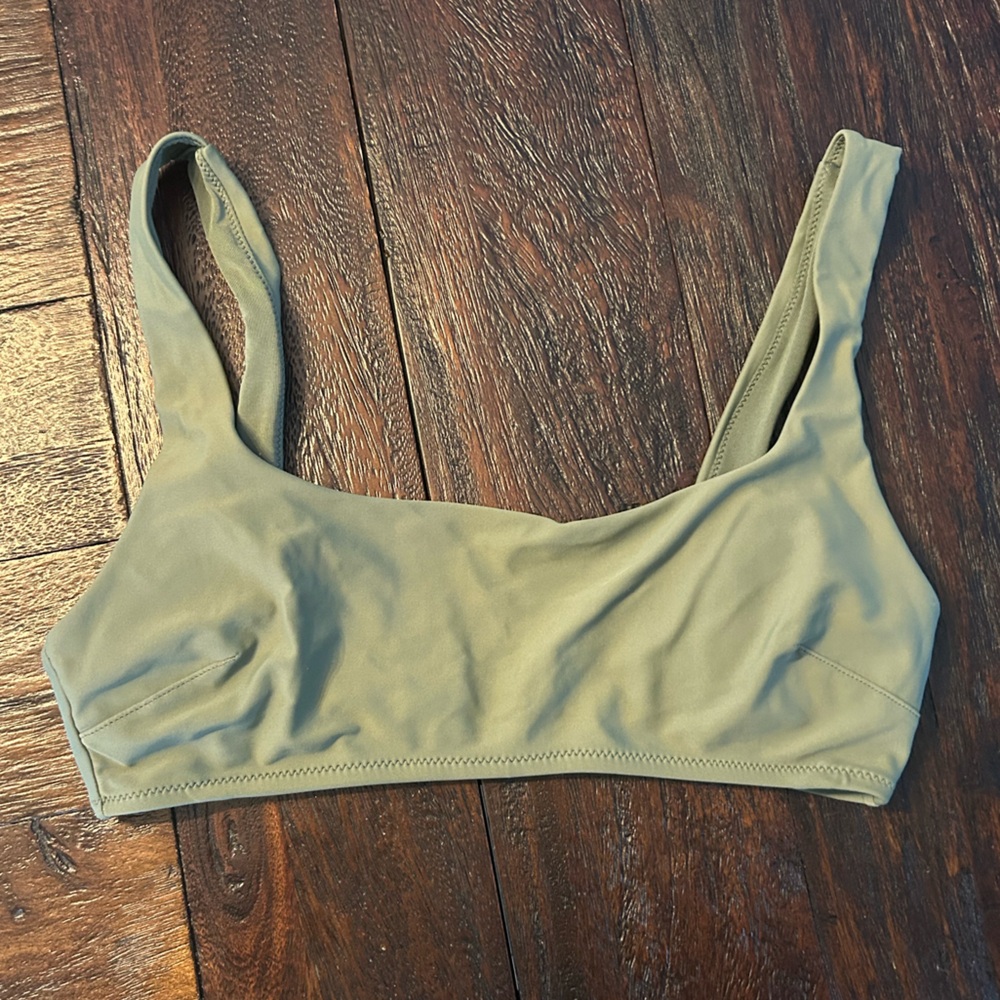 Aerie Wide Strap Scoop Top with Full Coverage Bottoms- Olive Green Bikini - Picture 10 of 12